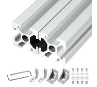 sourcing map 2Pcs 150mm T Slot 2020 Aluminum Extrusion, European Standard Anodized Linear Rail, Extruded Aluminum Rail Profile 3D Printer, CNC DIY, Silver