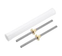sourcing map 2Pcs 150mm Tr8x2 Lead Screw with Brass Nut (Acme Thread, 2mm Pitch, 1 Starts, 2mm Lead), 304 Stainless Steel Screw Bar Printer Upgrade Parts with Plastic Packaging Tube, Silver