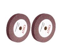 sourcing map 2pcs 150mm x 25mm 320 Grit Non-Woven Polishing Burnishing Wheel Abrasive Cloth Nylon Wire Drawing Flap Wheel for Stainless Steel Metal Red