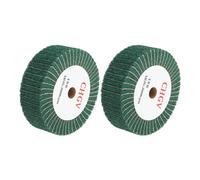 sourcing map 2pcs 150mm x 50mm 180 Grit Non-Woven Polishing Burnishing Wheel Abrasive Cloth Nylon Wire Drawing Flap Wheel for Stainless Steel Metal Green