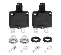 sourcing map 2PCS 15A Thermal Circuit Breakers, 125/250V AC,32V DC Manual Reset Push Button Overload Protector Circuit Breaker with Waterproof Button Caps Quick Connector Terminals, X-B1