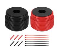 sourcing map 2pcs 16 AWG Silicone Electrical Wire Spool, 16 Gauge 30.5m/100ft Tinned Copper Electrical Wires with Heat Shrink Tubing & Cable Ties for Automotive, RV Inverter - Red & Black