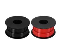 sourcing map 2pcs 16 AWG Silicone Electrical Wire Spool, 16 Gauge 6.1m/20ft Electrical Wires, 600V 200C Tinned Copper Stranded High Temp Battery Wire for Automotive, RV Inverter - Red & Black