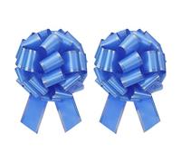 sourcing map 2pcs 16 Inch Giant Large Pull Bow Big Metallic Car Bows Ribbon with Gold Edge for Wedding Presents Gift Wrapping Christmas, Blue