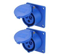 sourcing map 2Pcs 16A 3 Pin CEE Industrial Socket Connector, 220-240V 2P+E IP44 Waterproof Female Connectors Flush-mounted Sockets for Aviation and Industry