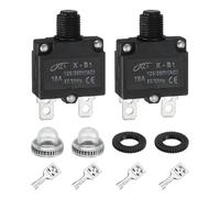 sourcing map 2PCS 16A Thermal Circuit Breakers, 125/250V AC,32V DC Manual Reset Push Button Overload Protector Circuit Breaker with Waterproof Button Caps Quick Connector Terminals, X-B1