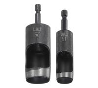 sourcing map 2pcs 16mm,25mm Leather Hollow Hole Punch 1/4" Hex Shank for Drills, Belt Hole Punch Punching Cutter Tool for Leathercraft Working