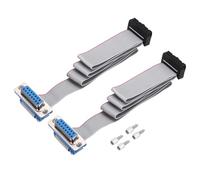 sourcing map 2Pcs 16Pin Flat Ribbon Cable Gray DB15 Female to FC-16P 2.54mm Pitch 50cm Length DB Serial Port Cable for Computer, LED Display, DVD with 4 Screws
