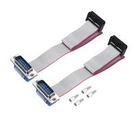sourcing map 2Pcs 16Pin Flat Ribbon Cable Gray DB15 Male to FC-16P 2.54mm Pitch 20cm Length DB Serial Port Cable for Computer, LED Display, DVD with 4 Screws