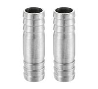sourcing map 2Pcs 17x55mm Hose Barb Equal Pipe Fitting, 304 Stainless Steel Pipe Adapter Connection Fitting for Vacuum Systems, Industrial Connections, Pneumatic Equipment, Silver