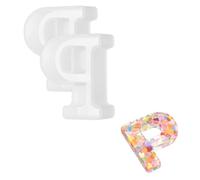 sourcing map 2Pcs 2.5 Inch Resin Letter Moulds,P Capital Alphabet 3D Silicone Letter Casting Moulds for Candle Making DIY Crafts Word Sign Art Party Home Decor