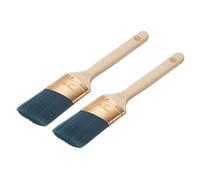 sourcing map 2pcs 2"/50mm Angle Paint Brushes, PET Synthetic Bristle with Wood Handle, Long Acrylic Painting Brushes Professional Paint Tools for Latex Oil Paints, Blue