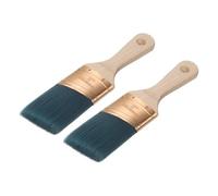sourcing map 2pcs 2"/50mm Angle Paint Brushes, PET Synthetic Bristle with Wood Handle, Short Acrylic Painting Brushes Professional Paint Tools for Latex Oil Paints, Blue