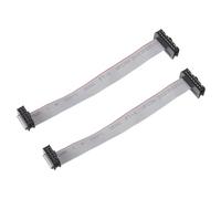 sourcing map 2pcs 2.54mm Pitch IDC 10 to 16 Pins Dual Female Connector Motherboard Flat Ribbon Cable Wire 15cm 6" Grey