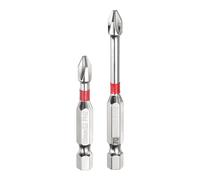 sourcing map 2pcs #2 Anti Slip Phillips Impact Screwdriver Bit PH2 1/4" Hex Shank 2+2.8" Magnetic Cross Head Drill Bits Mirror Chrome S2 Steel Screw Driver Power Electric Tools, Silver/Red