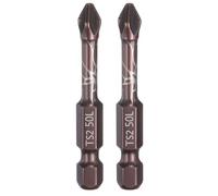 sourcing map 2pcs #2 Anti Slip Phillips Impact Screwdriver Bit PH2 1/4" Hex Shank 2" (50mm) Magnetic Cross Head Drill Bits Red Oxide S2 Steel Screw Driver Power Electric Tools, Red Brown