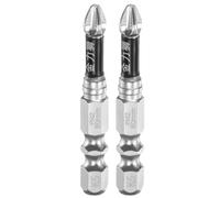 sourcing map 2pcs #2 Anti Slip Phillips Impact Screwdriver Bit PH2 1/4" Hex Shank 2" (50mm) Magnetic Cross Head Drill Bits Chrome Plated S2 Steel Screw Driver Power Electric Tools