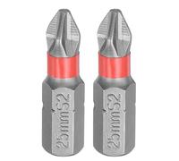 sourcing map 2pcs #2 Anti Slip Phillips Screwdriver Bit PH2 1/4" Hex Shank 1" (25mm) Magnetic Cross Head Drill Bits Sandblasted S2 Steel Industrial Screw Driver Tool, Gray/Red