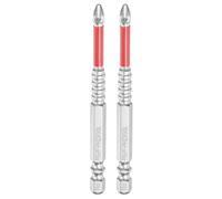 sourcing map 2pcs #2 Anti Slip Phillips Screwdriver Bit PH2 1/4" Hex Shank 3.5" (90mm) Magnetic Cross Head Drill Bits Chrome Plating S2 Steel Industrial Screw Driver Tool, Silver/Red