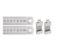 sourcing map 2Pcs 2 in 1 Stainless Steel Ruler with Scriber Block 20cm/8" Metric and Inch Metal Ruler with 27mm Length Brass Locating Block Slider for Woodworking DIY Measuring