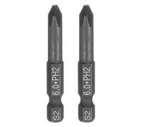 sourcing map 2pcs #2 Phillips Screwdriver Bit PH2 1/4" Hex Shank 2" (50mm) Long 6mm Rod Magnetic Cross Head Drive Drill Bits S2 Steel Industrial Screw Driver Electric Power Tool, Black
