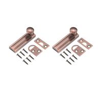 sourcing map 2Pcs 2" Solid Brass Surface Bolt, Concealed Security Slide Latch Door Lock with Screws, Brushed French Door Lock for Closet Cabinet Recessed Doors, Red Bronze