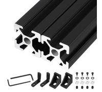 sourcing map 2Pcs 200mm T Slot 2020 Aluminum Extrusion, European Standard Anodized Linear Rail, Extruded Aluminum Rail Profile 3D Printer, CNC DIY, Black