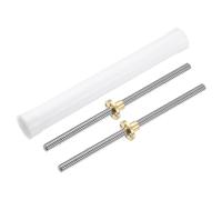 sourcing map 2Pcs 200mm Tr8x2 Lead Screw with Brass Nut (Acme Thread, 2mm Pitch, 1 Starts, 2mm Lead), 304 Stainless Steel Screw Bar Printer Upgrade Parts with Plastic Packaging Tube, Silver