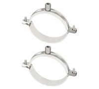 sourcing map 2pcs 201 Stainless Steel 3.5-3.5"/88-90mm Split Ring Pipe Hanger Pipe Strap Clamp Split Ring Hanger with Rubber for Tubing Shower Curtain Tiki Torch, Silver-Black Tone