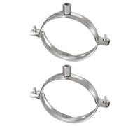 sourcing map 2pcs 201 Stainless Steel 3.5"/90mm Split Ring Pipe Hanger Pipe Strap Clamp Split Ring Hanger for Tubing Shower Curtain Tiki Torch, Polished Silver Tone(No Rubber)