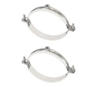 sourcing map 2pcs 201 Stainless Steel 3.9-4.3"/100-110mm Split Ring Pipe Hanger Pipe Strap Clamp Split Ring Hanger with Rubber for Tubing Shower Curtain Tiki Torch, Silver-Black Tone