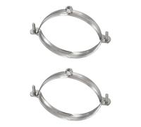 sourcing map 2pcs 201 Stainless Steel 4.3"/110mm Split Ring Pipe Hanger Pipe Strap Clamp Split Ring Hanger for Tubing Shower Curtain Tiki Torch, Polished Silver Tone(No Rubber)