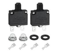 sourcing map 2PCS 20A Thermal Circuit Breakers, 125/250V AC,32V DC Manual Reset Push Button Overload Protector Circuit Breaker with Waterproof Button Caps Quick Connector Terminals, X-B1