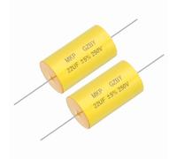 sourcing map 2Pcs 22uf Frequency Divider Capacitor, 250V Axial Audio Speaker Crossover MKP Film Capacitor