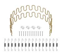 sourcing map 2Pcs 23.6" Upholstery Spring Replacement Kit, Carbon Steel Sagging Cushions Repair Kit Arch Spring with Balance Hooks, S Spring Clips, Screws for Sofa Recliner Chair, Gold