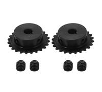 sourcing map 2Pcs #25 Chain Roller Sprocket 10mm Bore 51.5mm OD, 24 Tooth C45 Carbon Steel ANSI #25 Roller Sprocket Round Hole with 3x1.4mm Keyway & Set Screws for ISO 04C Chain, Black
