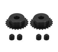 sourcing map 2Pcs #25 Chain Roller Sprocket 12mm Bore 51.5mm OD, 24 Tooth C45 Carbon Steel ANSI #25 Roller Sprocket Round Hole with Set Screws for ISO 04C Chain, Black