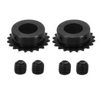 sourcing map 2Pcs #25 Chain Roller Sprocket 19mm Bore 43.5mm OD, 20 Tooth C45 Carbon Steel ANSI #25 Roller Sprocket Round Hole with Set Screws for ISO 04C Chain, Black