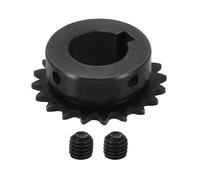 sourcing map 2Pcs #25 Chain Roller Sprocket 19mm Bore 43.5mm OD, 20 Tooth C45 Carbon Steel ANSI #25 Roller Sprocket Round Hole with 6x2.8mm Keyway & Set Screws for ISO 04C Chain, Black