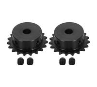 sourcing map 2Pcs #25 Chain Roller Sprocket 8mm Bore 41.5mm OD, 19 Tooth C45 Carbon Steel ANSI #25 Roller Sprocket Round Hole with Set Screws for ISO 04C Chain, Black