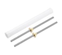 sourcing map 2Pcs 250mm Tr8x2 Lead Screw with Brass Nut (Acme Thread, 2mm Pitch, 1 Starts, 2mm Lead), 304 Stainless Steel Screw Bar Printer Upgrade Parts with Plastic Packaging Tube, Silver