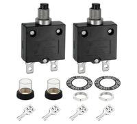 sourcing map 2PCS 25A Thermal Circuit Breakers, 125/250V AC,32/50V DC Manual Reset Push Button Overload Protector Circuit Breaker with Waterproof Button Caps Quick Connector Terminals, L-MC