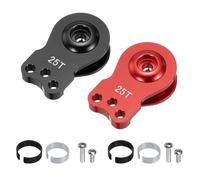 sourcing map 2pcs 25T Servo Horn Arm Adjustable 3 Hole High-Torque Aluminum Alloy Servo Arm for 1/10 RC Model Car Truck Robot Boat Airplane, Red & Black