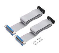 sourcing map 2Pcs 26Pin Flat Ribbon Cable Gray DB25 Female to FC-26P 2.54mm Pitch 50cm Length DB Serial Port Cable for Computer, LED Display, DVD with 4 Screws