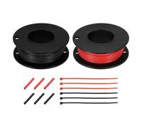 sourcing map 2pcs 28 AWG Silicone Electrical Wire Spool, 28 Gauge 9.1m/30ft Tinned Copper Electrical Wires with Heat Shrink Tubing & Cable Ties for Automotive, RV Inverter - Red & Black
