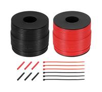 sourcing map 2pcs 28 AWG Silicone Electrical Wire Spool, 28 Gauge 91.4m/300ft Tinned Copper Electrical Wires with Heat Shrink Tubing & Cable Ties for Automotive, RV Inverter - Red & Black