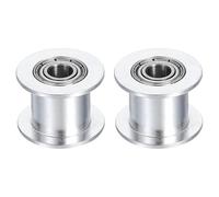 sourcing map 2pcs 2GT Idler Pulley 5mm Bore 18mm Dia. 10mm Width Belt Toothless, Silver