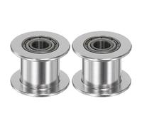 sourcing map 2pcs 2GT Idler Pulley 5mm Bore 18mm Dia. Aluminum Timing Belt Toothless for 11mm Width Belt 3D Printer CNC Machine Accessories, Silver Tone