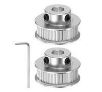sourcing map 2pcs 2GT Timing Pulley 40 Teeth 6.35mm Bore 27mm Dia. Aluminum Timing Belt Pulley with Hex Wrench for 6mm Width Belt 3D Printer CNC Machine Accessories, Silver Tone