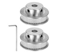 sourcing map 2pcs 2GT Timing Pulley 48 Teeth 6.35mm Bore 32mm Dia. Aluminum Timing Belt Pulley with Hex Wrench for 6mm Width Belt 3D Printer CNC Machine Accessories, Silver Tone